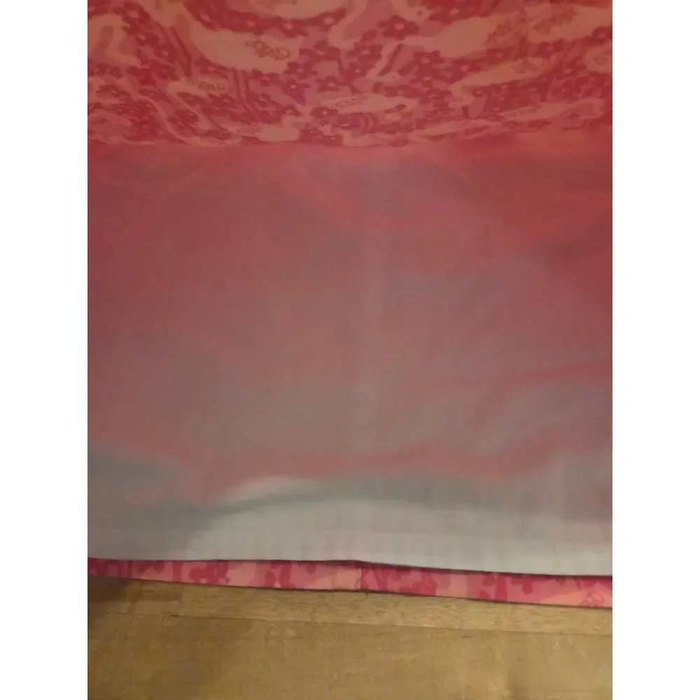 Vintage Lilly Pulitzer Pink Flamingo Print Cotton A-Line Mini Skirt Size 8 - EUC